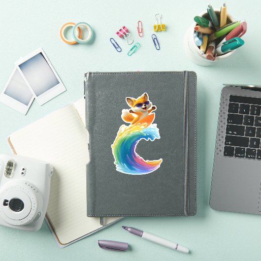 Cute Fox Sticker – Surfboard Wave (iPad Hülle)