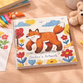 Cute Fox Woodland Animal Kids Sketchbook Notizblock