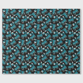 Cute foxes and moons pattern in blue and white geschenkpapier (Flach)