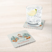 Cute Foxes and Snowman Merry Christmas Untersetzer (Vor Ort)