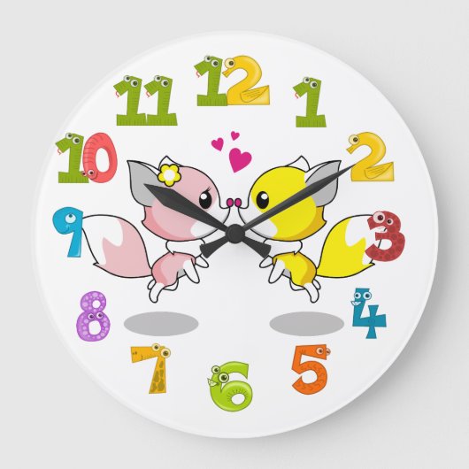 Cute foxes große wanduhr (Vorderseite)