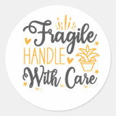 Cute FRAGILE Handle With Care Labels | Aesthetic Runder Aufkleber (Vorderseite)