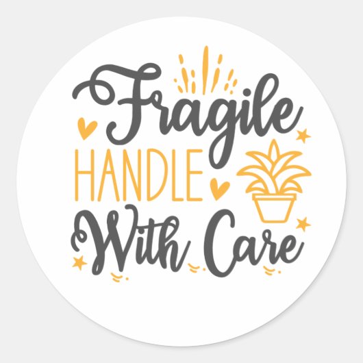 Cute FRAGILE Handle With Care Labels | Aesthetic Runder Aufkleber (Vorderseite)