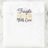 Cute FRAGILE Handle With Care Labels | Aesthetic Runder Aufkleber (Tasche)