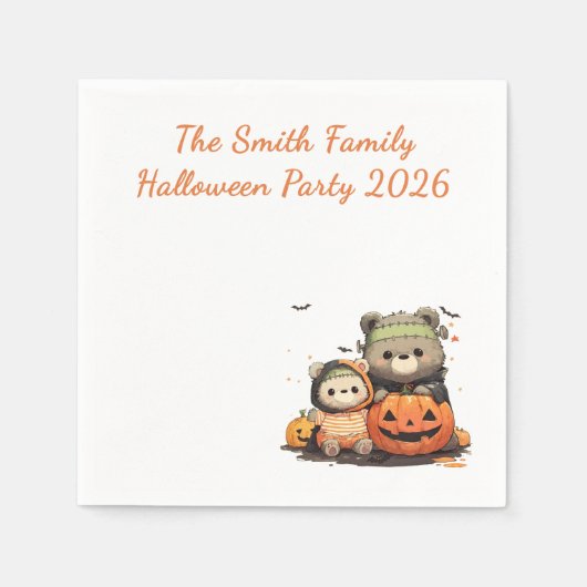 Cute Frankenstein Bear Halloween Custom Serviette (Vorderseite)