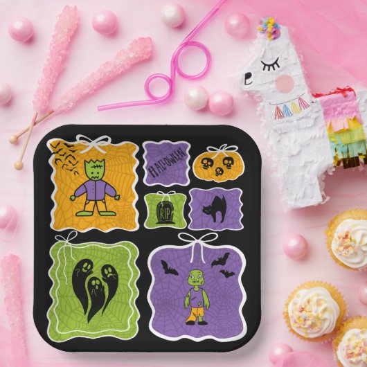 Cute Frankenstein Coquette Halloween Pappteller (Party)