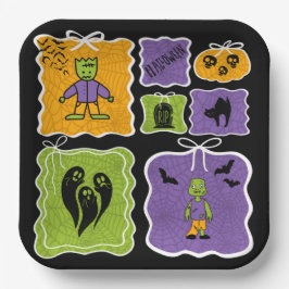 Cute Frankenstein Coquette Halloween  Pappteller