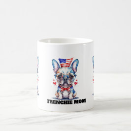 Cute French Bulldog American Flag with Hearts Kaffeetasse