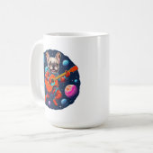 Cute French Bulldog Astronaut Playing Guitar – Fun Kaffeetasse (Vorderseite Links)