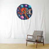 Cute French Bulldog Astronaut Playing Guitar – Fun Wandteppich (Beispiel (Horizontal))