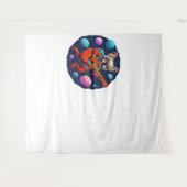 Cute French Bulldog Astronaut Playing Guitar – Fun Wandteppich (Vorderseite (Horizontal))