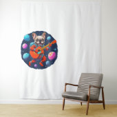 Cute French Bulldog Astronaut Playing Guitar – Fun Wandteppich (Beispiel)