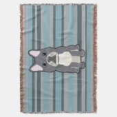 Cute French Bulldog Blue Striped Decke (Vorderseite Vertikal)