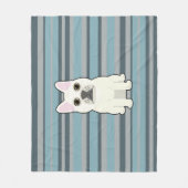 Cute French Bulldog Blue Striped Fleecedecke (Vorderseite)