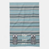 Cute French Bulldog Blue Striped Geschirrtuch (Vertikal)