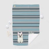 Cute French Bulldog Blue Striped Golfhandtuch (Insitu)