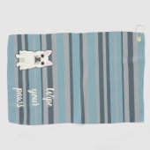 Cute French Bulldog Blue Striped Golfhandtuch (Horizontal)