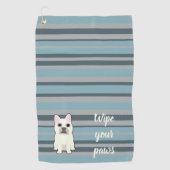 Cute French Bulldog Blue Striped Golfhandtuch (Vorderseite)