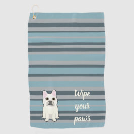 Cute French Bulldog Blue Striped Golfhandtuch