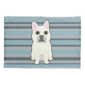Cute French Bulldog Blue Striped Kissenbezug (Rückseite)