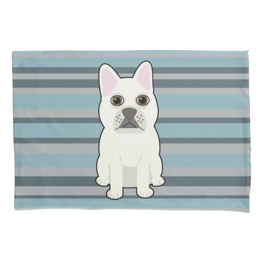 Cute French Bulldog Blue Striped Kissenbezug (Vorderseite)
