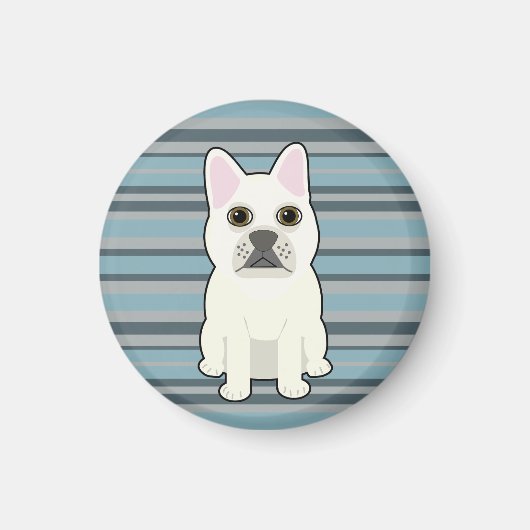 Cute French Bulldog Blue Striped Magnet (Vorne)