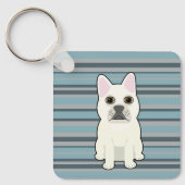 Cute French Bulldog Blue Striped Schlüsselanhänger (Vorderseite)