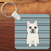 Cute French Bulldog Blue Striped Schlüsselanhänger (Vorderseite)