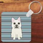 Cute French Bulldog Blue Striped Schlüsselanhänger (Rückseite)