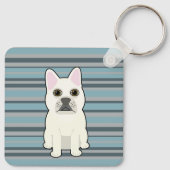 Cute French Bulldog Blue Striped Schlüsselanhänger (Rückseite)