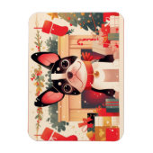 Cute French Bulldog by the Christmas Fireplace Magnet (Vertikal)