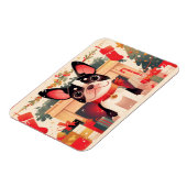 Cute French Bulldog by the Christmas Fireplace Magnet (Linke Seite)