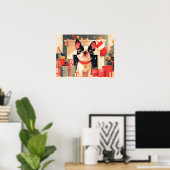 Cute French Bulldog by the Christmas Fireplace Poster (Heimbüro)