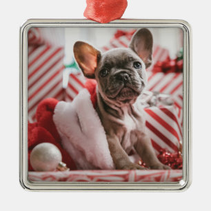 Cute French Bulldog Christmas Ornament Aus Metall