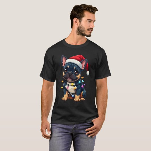 Cute French Bulldog Christmas Santa Pet Dog Lover  T-Shirt (Vorne ganz)