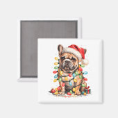 Cute French Bulldog Christmas Tree Santa Xmas Ligh Magnet (Vorderseite/Rückseite)