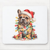 Cute French Bulldog Christmas Tree Santa Xmas Ligh Mousepad (Vorne)