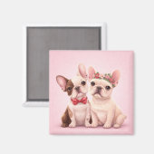 Cute French Bulldog Couple Valentine Illustration  Magnet (Vorderseite/Rückseite)