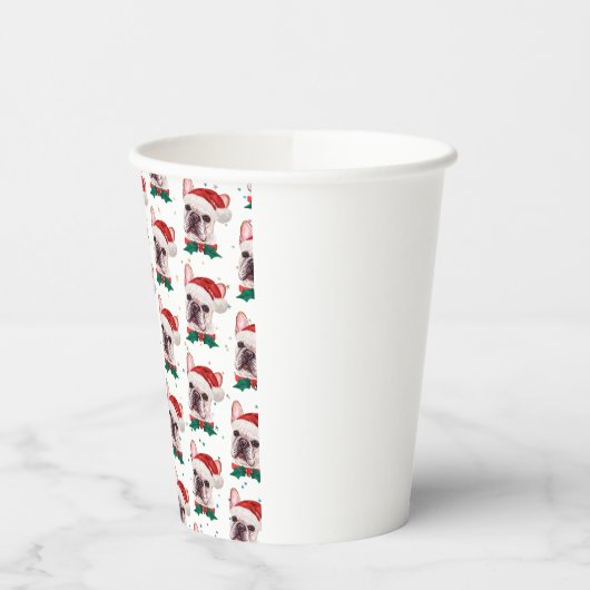 Cute French Bulldog Dog Christmas Pattern Pappbecher (Links)