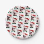 Cute French Bulldog Dog Christmas Pattern Pappteller (Vorderseite)