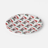Cute French Bulldog Dog Christmas Pattern Pappteller (Schrägansicht)