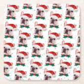 Cute French Bulldog Dog Christmas Pattern Rechteckiger Pappuntersetzer (Vorderseite)