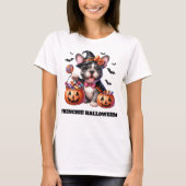 Cute French Bulldog Halloween Candy Witch T-Shirt (Vorderseite)