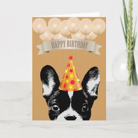 Cute French Bulldog Happy Birthday Karte (Vorderseite)