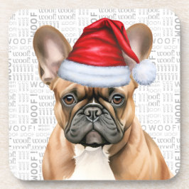Cute French Bulldog in a Santa Hat Holiday Getränkeuntersetzer