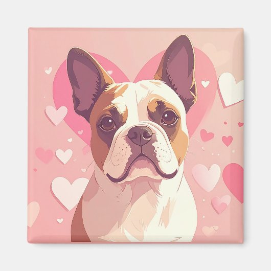 Cute French Bulldog Love Magnet (Vorne)