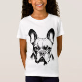 Cute French Bulldog Pencil Sketch Girls T-Shirt (Vorderseite)
