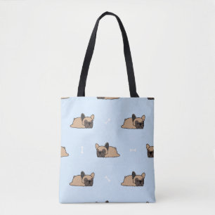 Cute french bulldog puppy sleeping seamless patter tasche