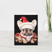 Cute French Bulldog Santa Hat Merry Christmas T Sh Karte (Vorderseite)