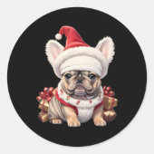 Cute French Bulldog Santa Hat Merry Christmas T Sh Runder Aufkleber (Vorderseite)